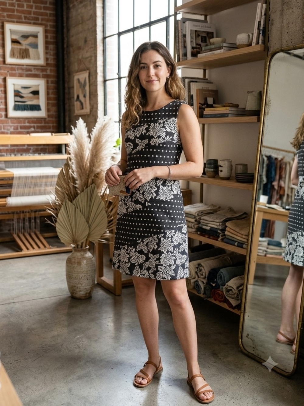 ​Maeve Anthropologie Effemy Floral Polka Dot Jacquard Shift Dress XS